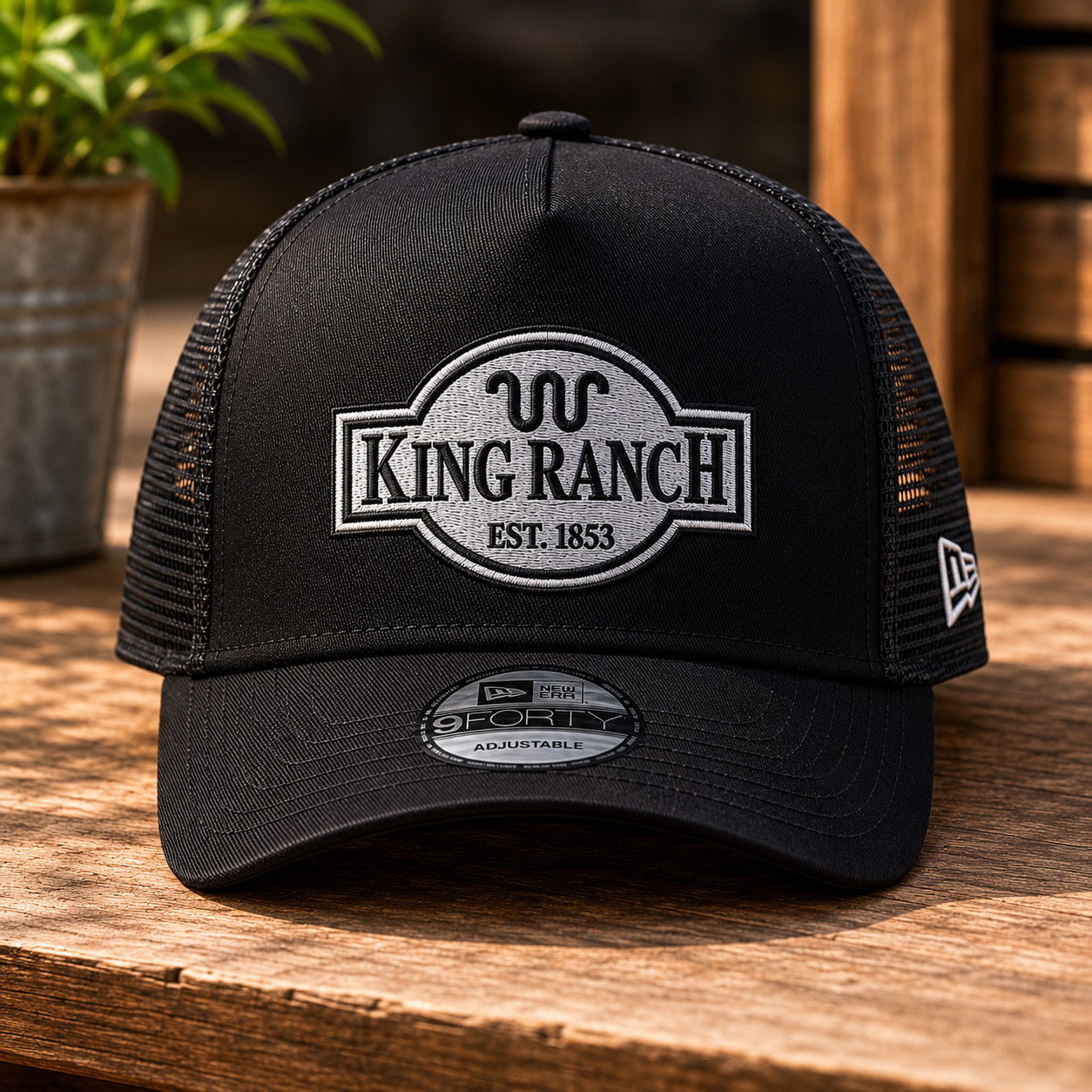 King Ranch Western Trucker Hat Black Mesh Flat Embroidered Adjustable Cap