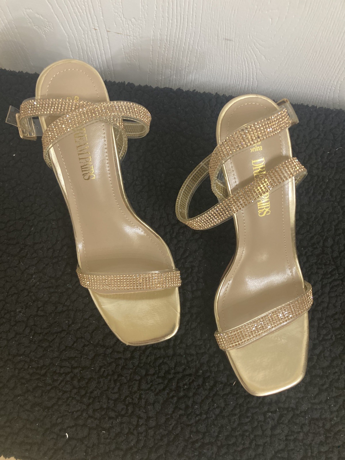 DREAM PAIRS Square Toe, Clear Chunky Heel Sandals (Size 8.5)
