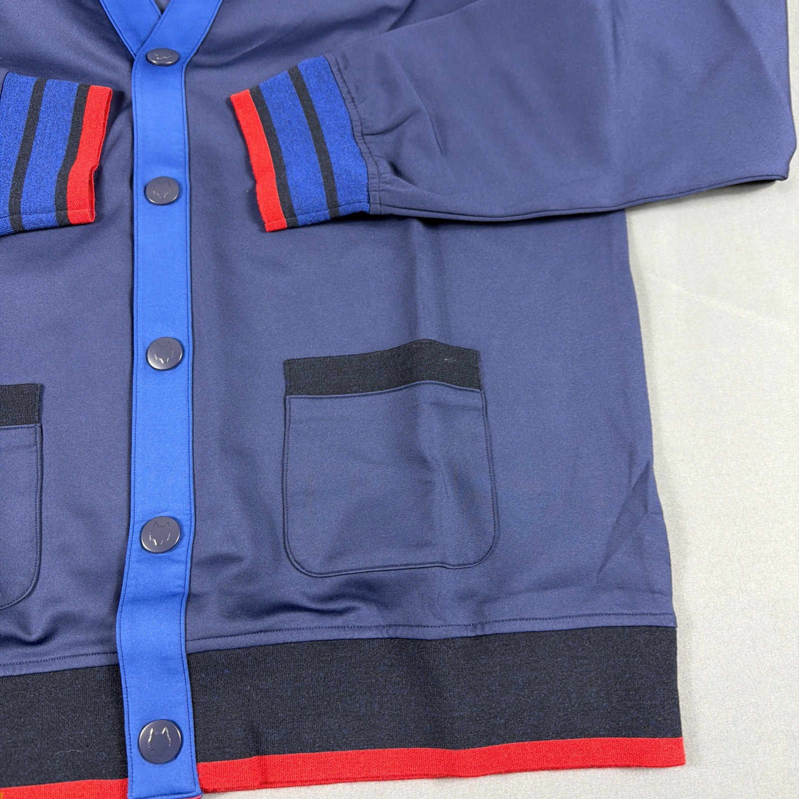 Greyson Sweater Cardigan Sequoia Large Maltese Blue Nylon Cotton NWT MSRP $268