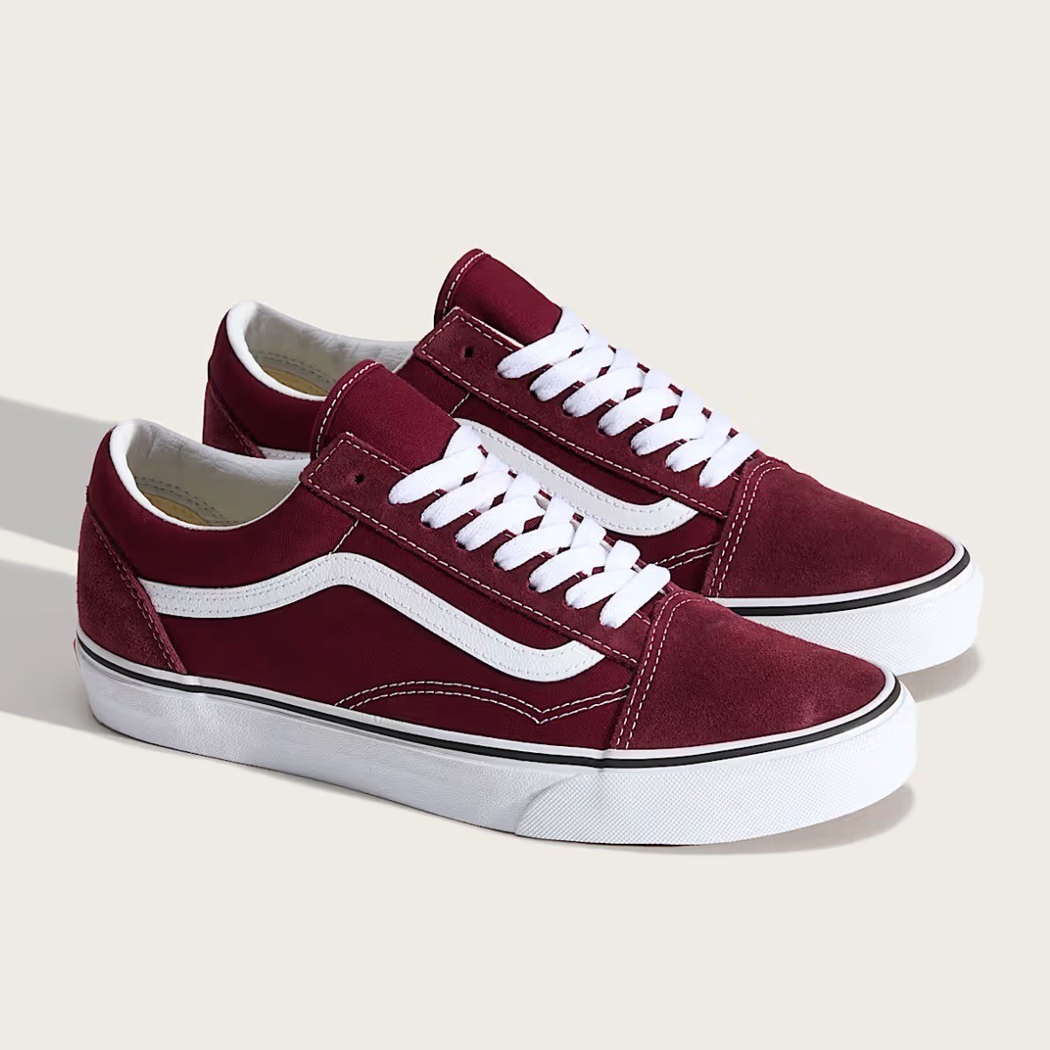 Vans Old Skool Shoes Men 10 Suede Burgundy Red Low Top Skate Stripe Eco Dry