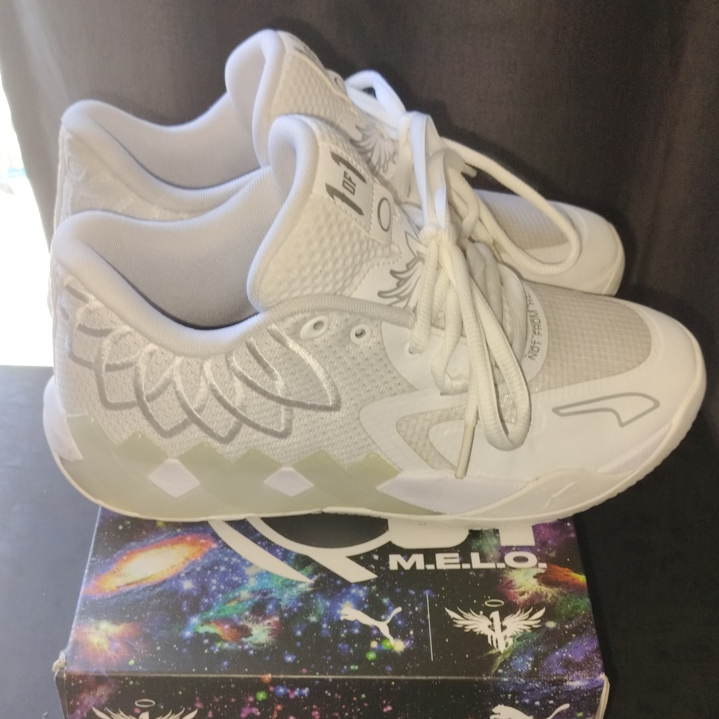 PUMA MB.01 LaMelo Ball Mid Top Lace Up Sneakers White/Silver 377368-04