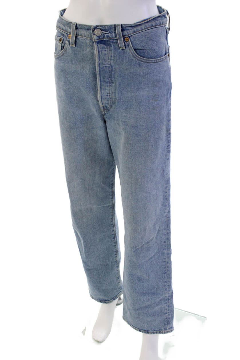 Levis Womens Cotton Denim Five Pocket Mid-Rise Straight Leg Jeans Blue Size 28