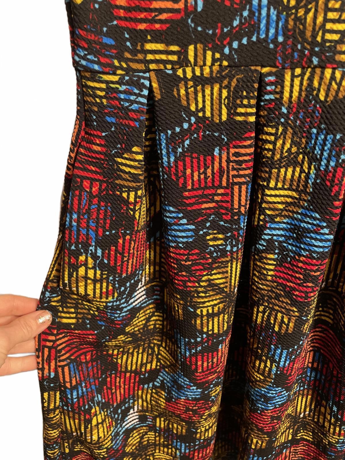 LuLaRoe Dress Mini Women’s Large Puff Shoulder Pleated Retro