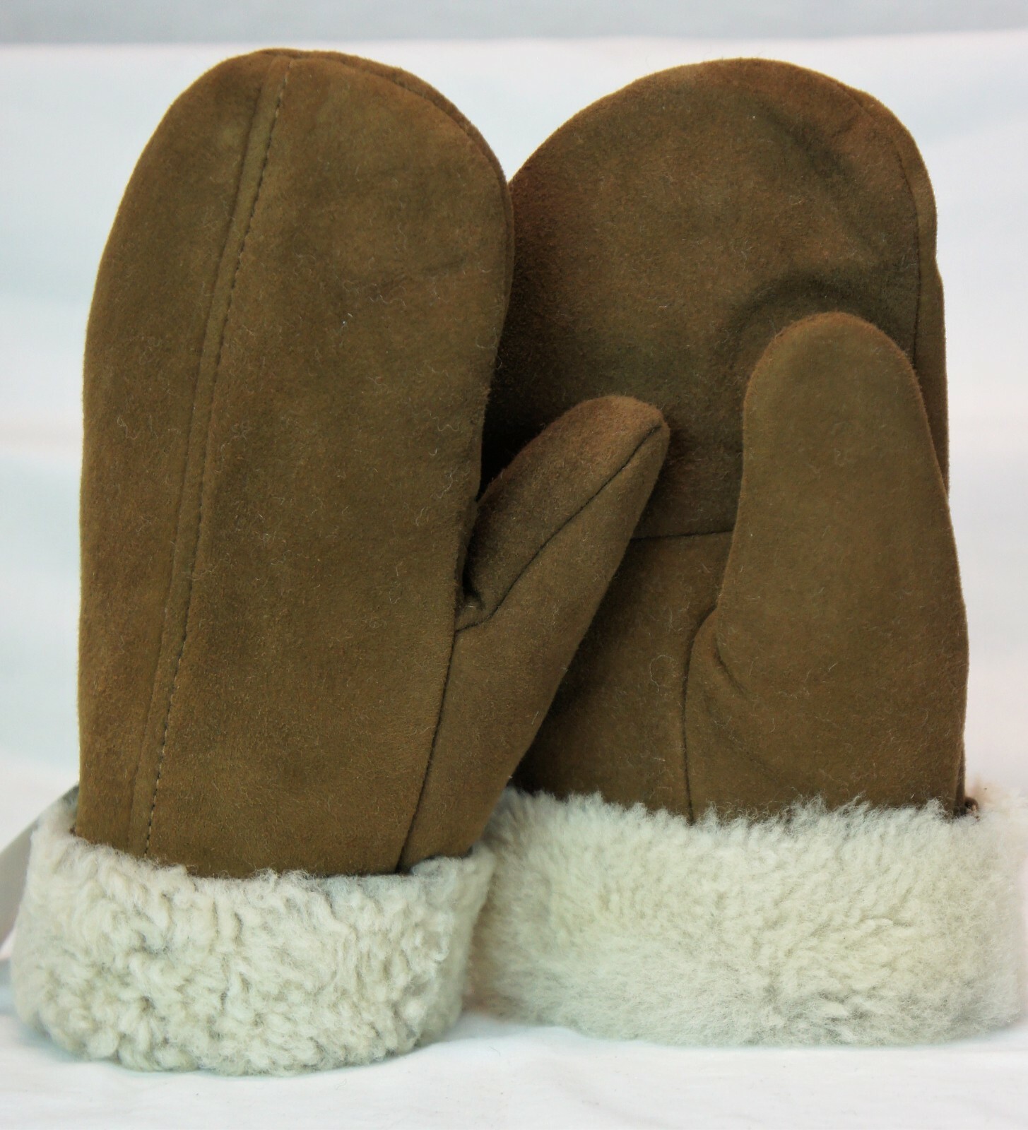REAL GENUINE SHEEPSKIN SHEARLING LEATHER MITTENS UNISEX TOFFEE BROWN SUEDE S-2XL