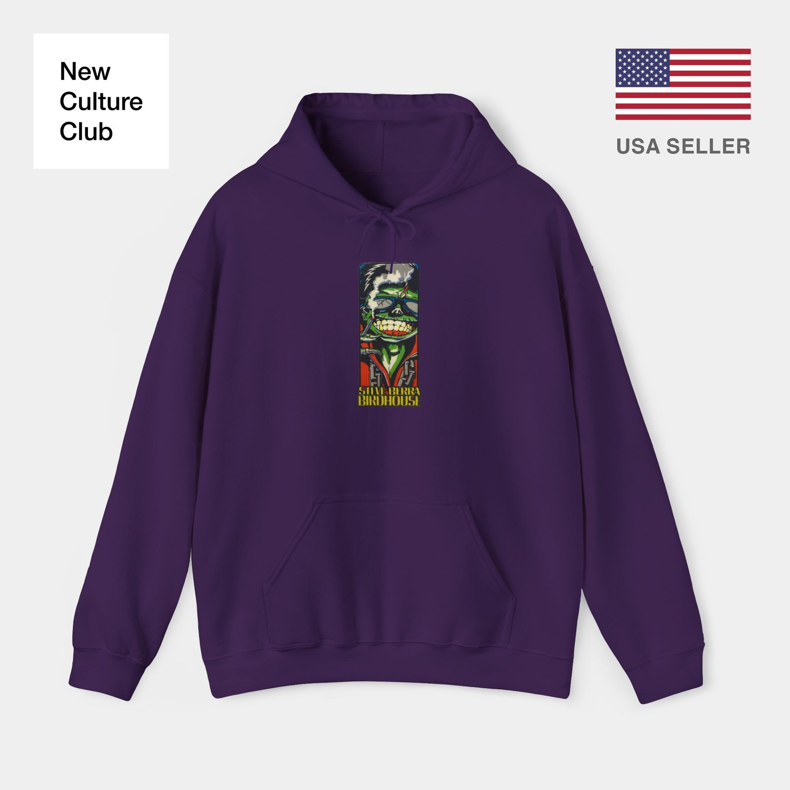 Birdhouse Zombie Berra skateboards 90s Vintage Classic Skate Hoodie Print