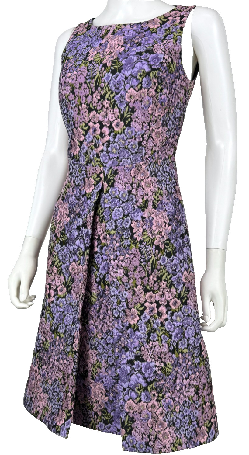 $1.7K Michael Kors Collection Jacquard Lilac Floral Dress 4 US 40 S Lined Runway