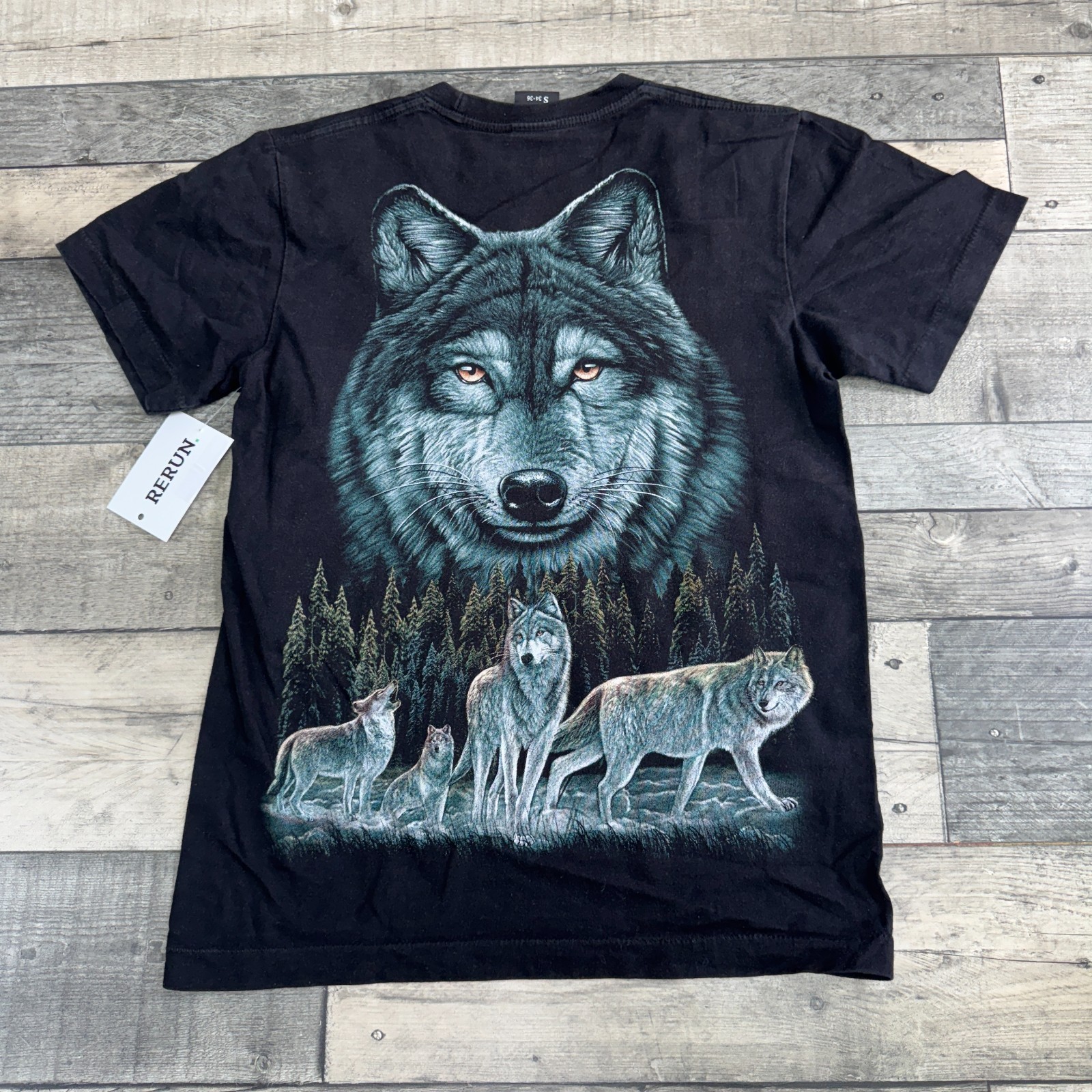 Rock Eagle Wolf Graphic T Shirt Short Sleeve Wildlife 90s Mens Small