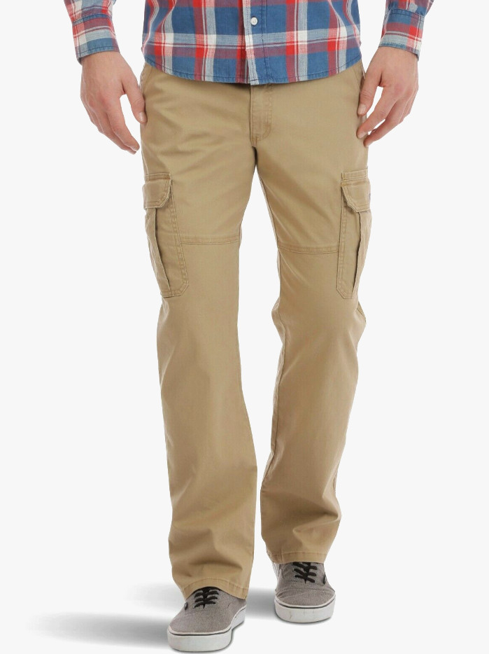 Men’s Wrangler Flex Cargo Pants Relaxed Fit Tech Pocket Elmwood Khaki ALL SIZES