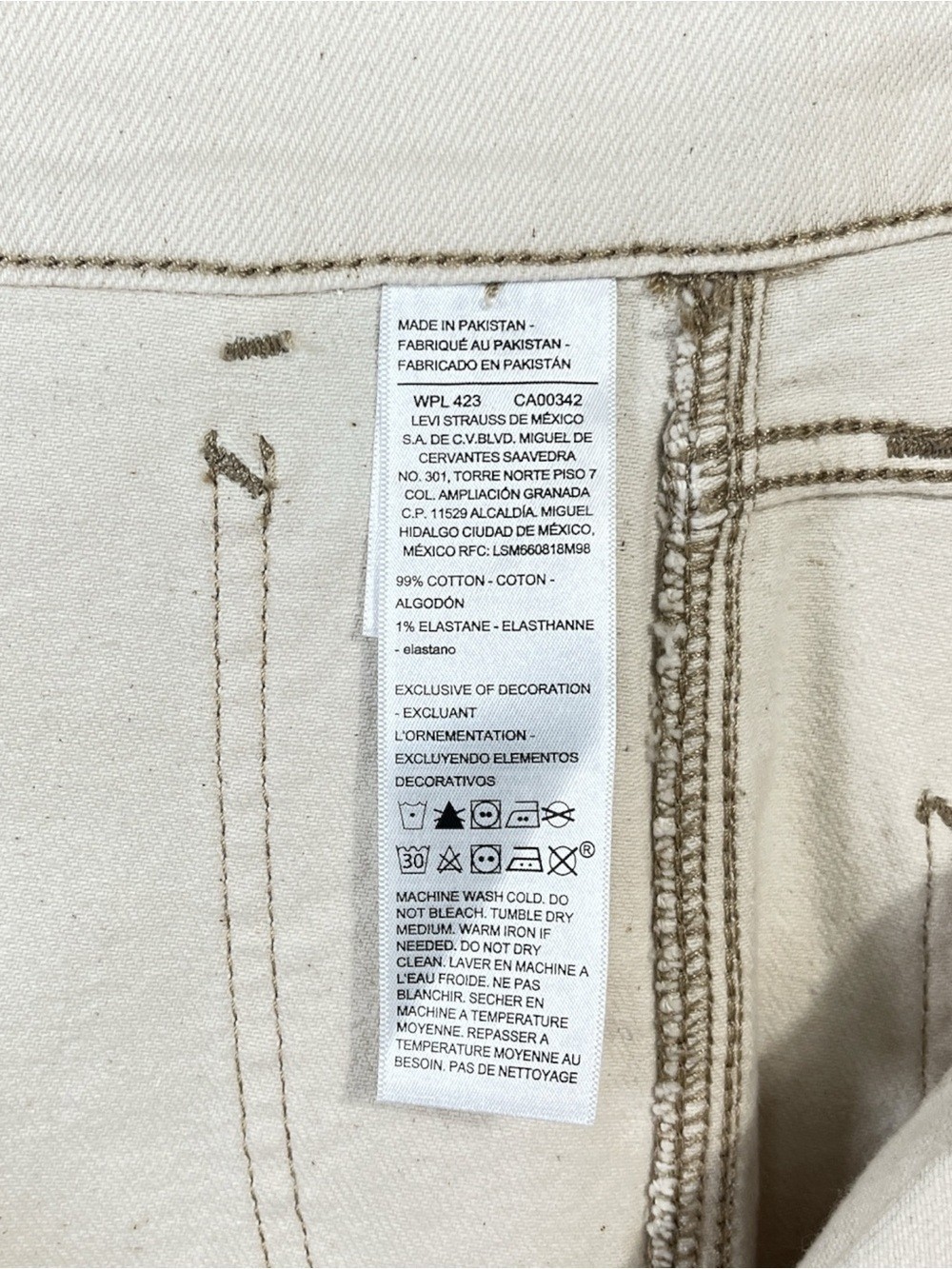 Levi Strauss Signature Off White/Cream Double Knee Straight Leg Jeans W29 X L32