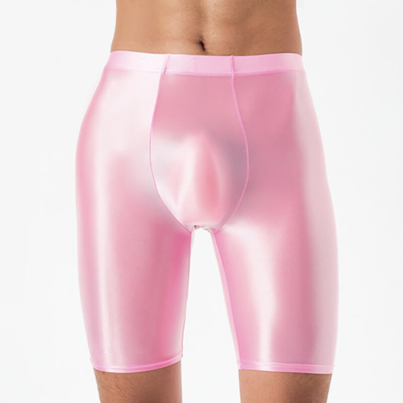 Men’s Wet Look Shiny Satin Tights Underwear Bulge Pouch Boxer Shorts Underpants