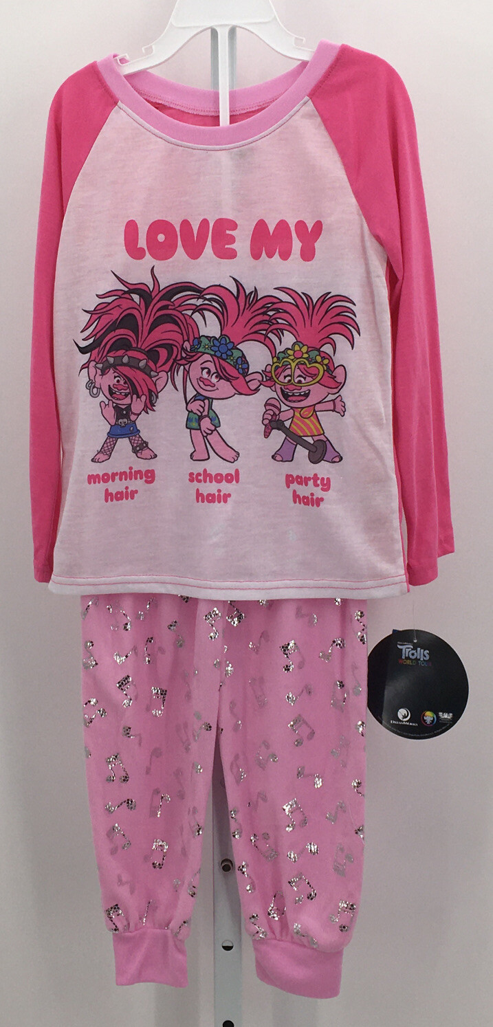 Dreamworks Trolls “Love My Party Hair” 2-Piece Pajama Set Pink 6 NWT AC6 -6
