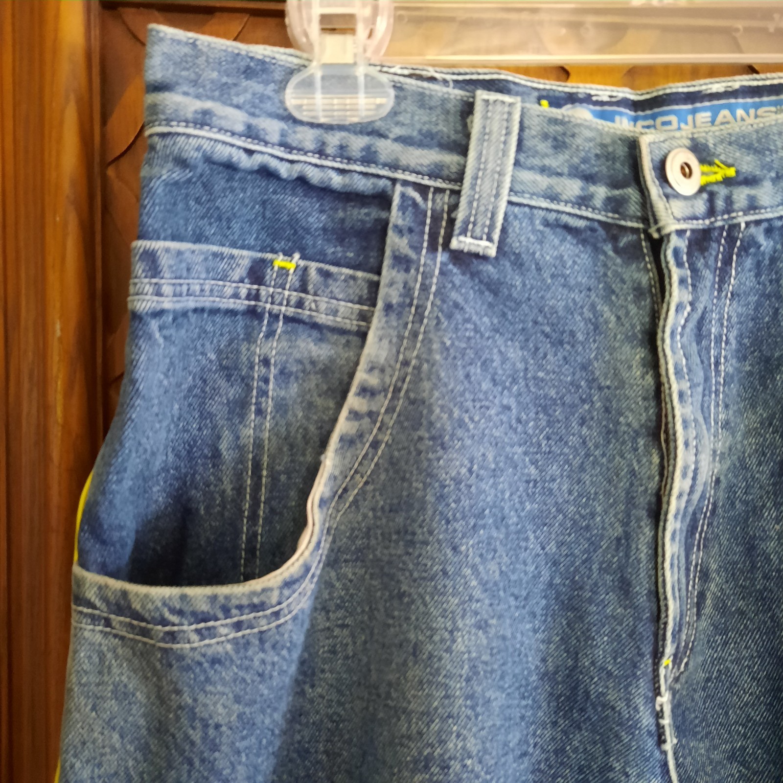 JNCO Vintage 90s NEON Green Stripe Skunk Skater Pipes Wide-Leg Jeans 32×30 Baggy
