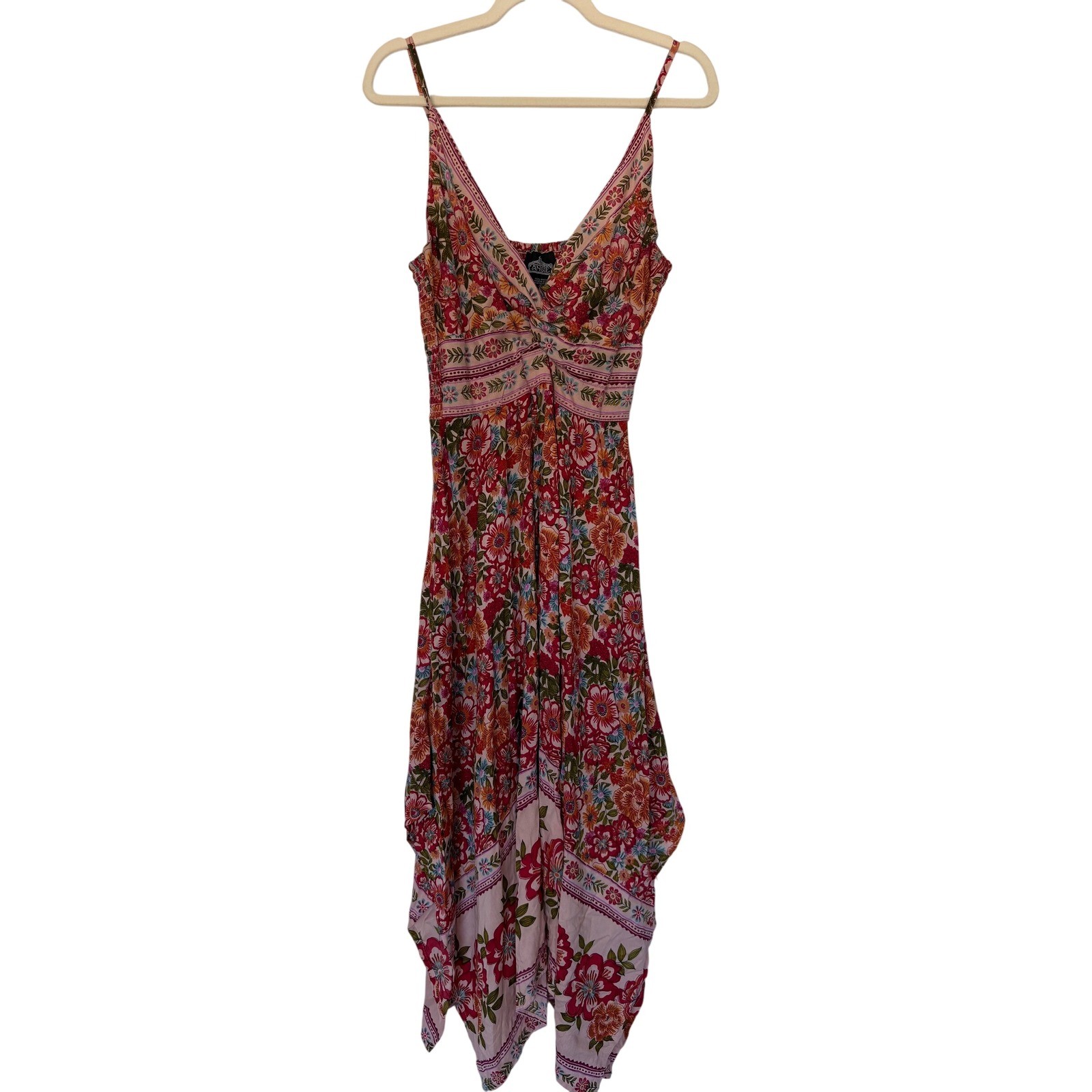Angie Floral Handkerchief Hem Cutout Renfaire Boho Indie Orange Boho Smocked L