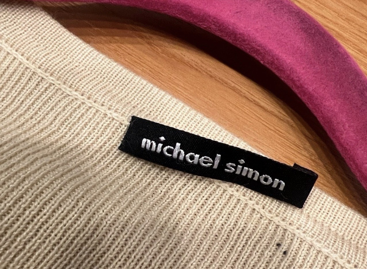 Michael Simon silk angora blend sweater 2 button fish net boho chic M
