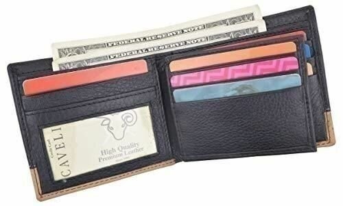 Men’s Center Flap Double ID Bifold Premium Leather Wallet