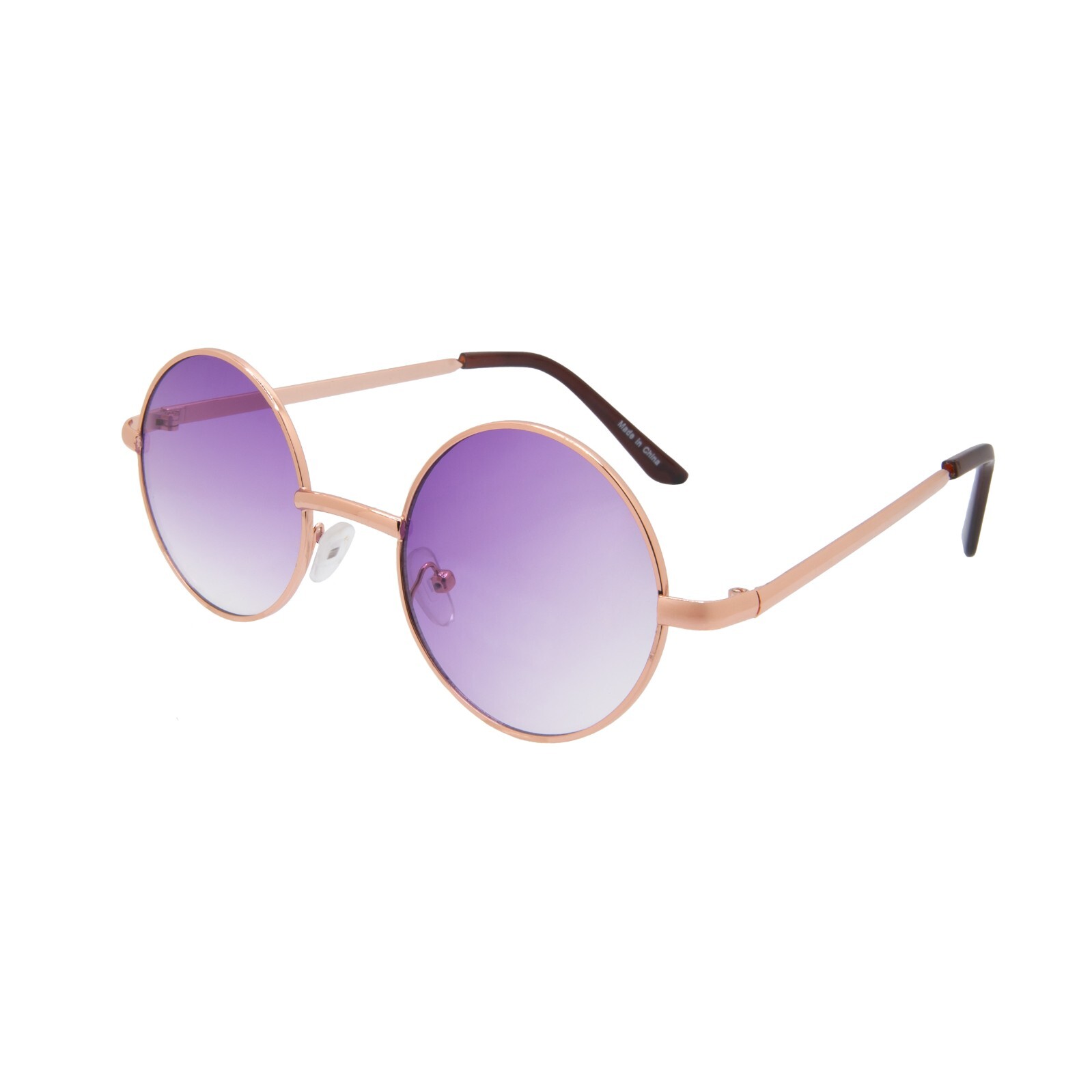 ROUND SUNGLASSES WOMENs PURPLE LENS HIPPIE HIPSTER RETRO METAL GOLD FRAME 43 MM