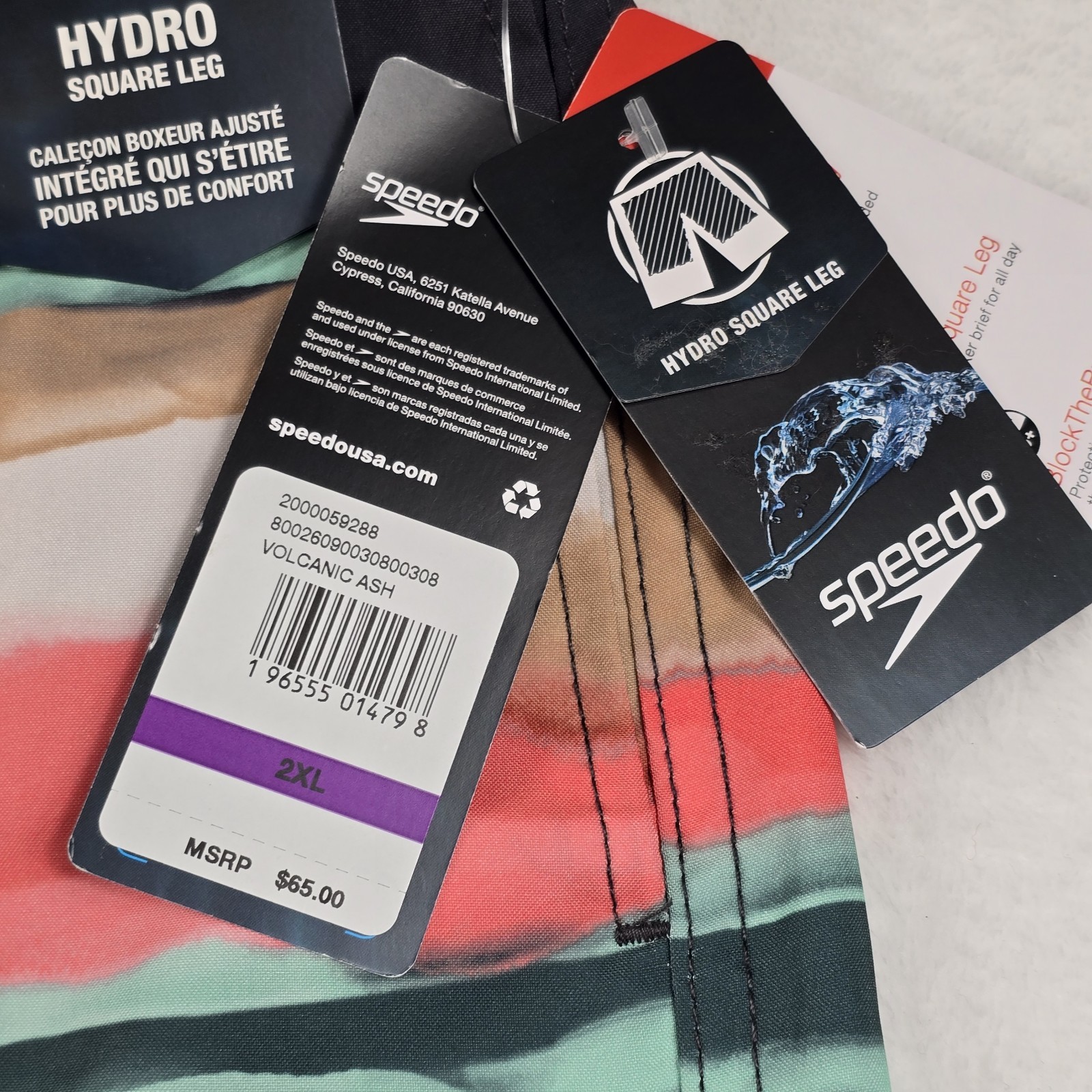 Speedo Board Shorts 9″ Men’s XXL Volcanic Ash Hydro Square Leg Eco Stretch New
