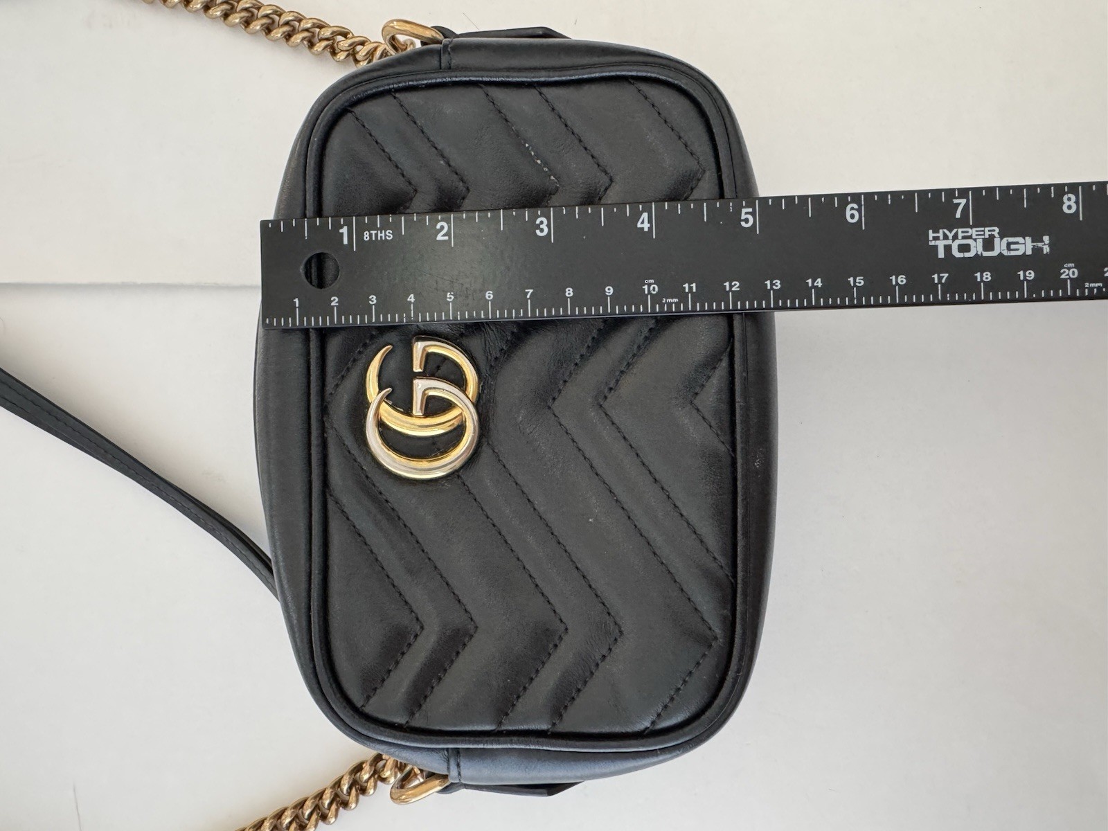 Pre Owned Fair Replacement Bolt Last Photo Gucci GG Marmont Mini Double G Black