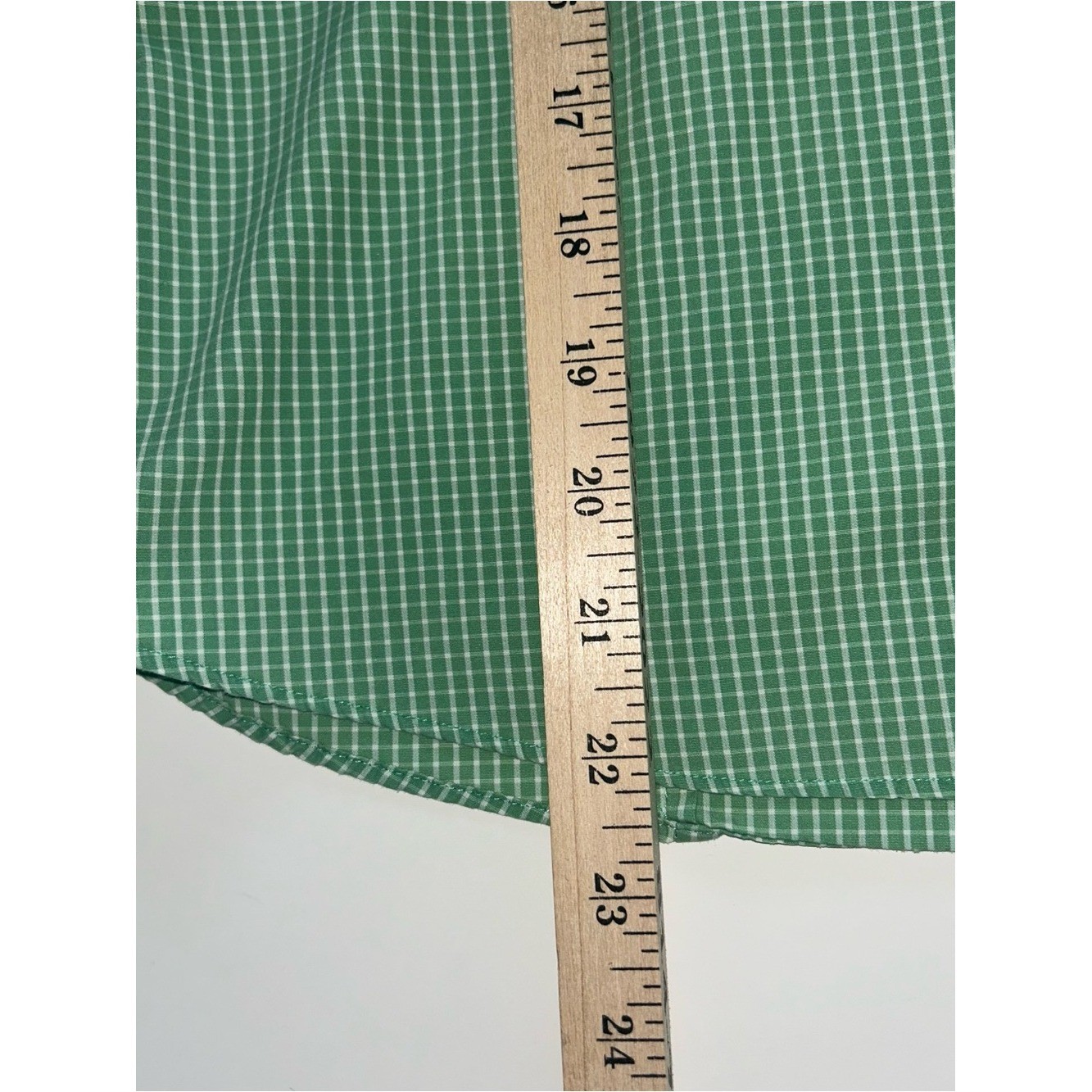 Lands’ End No Iron Supima Cotton Green Gingham Button Up Shirt Petite 10P