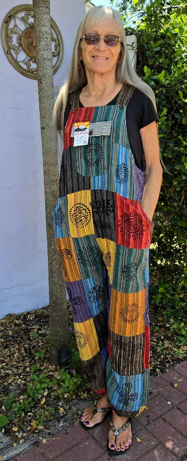 Rising International Nepal JUMPSUIT, BIBS, ROMPER Handmade PATCHWORK POCKETS