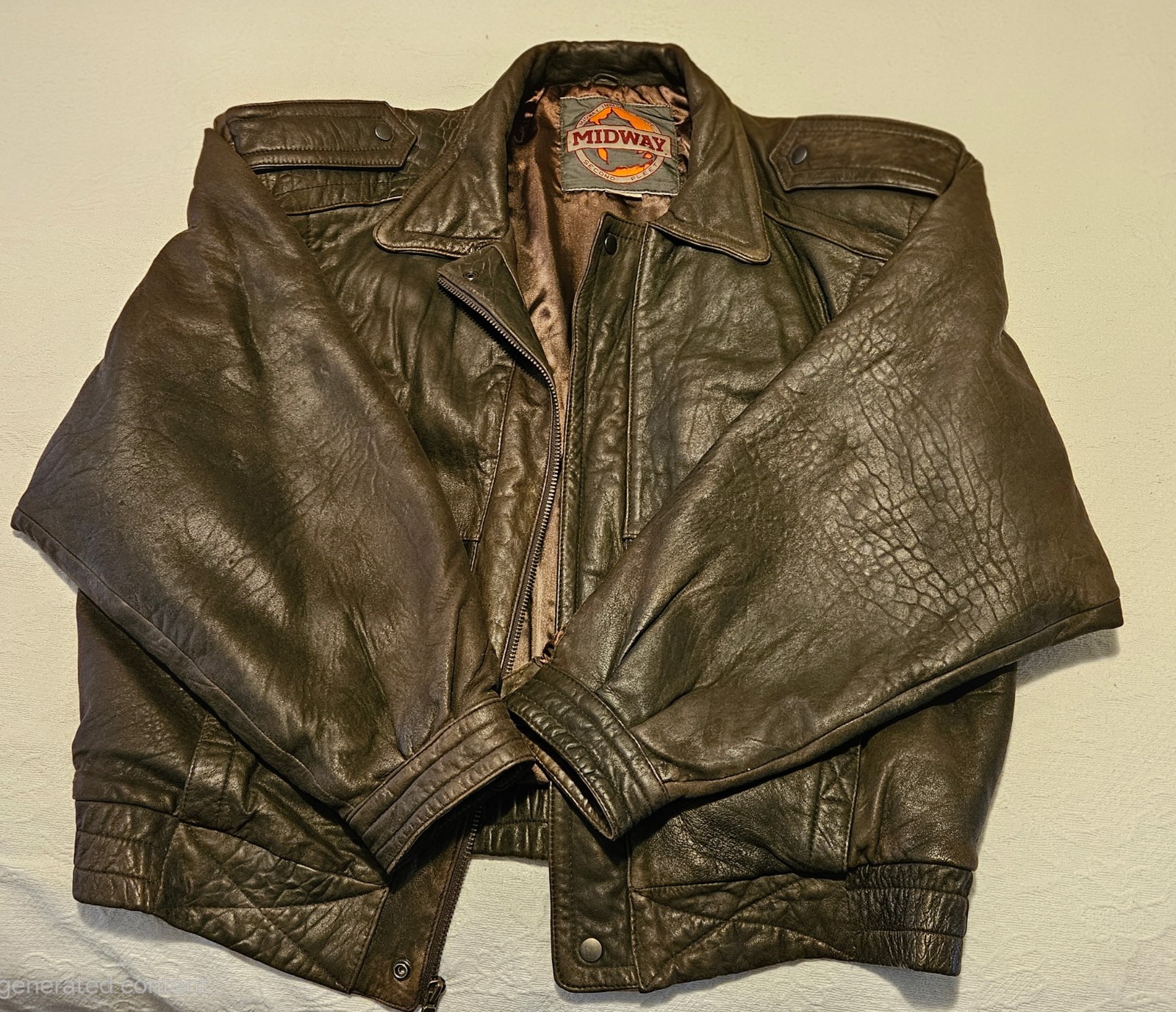 VTG Midway Second Fleet Men’s Lambskin Leather Bomber Jacket Size 46 /XL