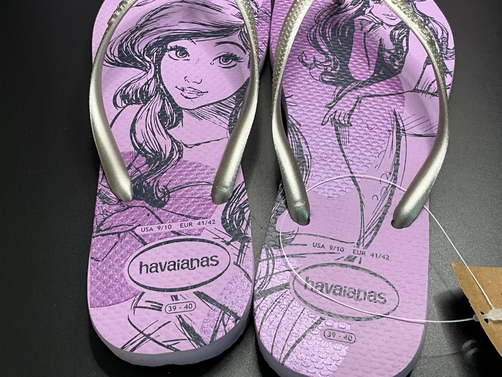 Havaianas Slim Princesas Purple Fantasy Ariel US Women’s 9/10 EUR 41/42 NWT