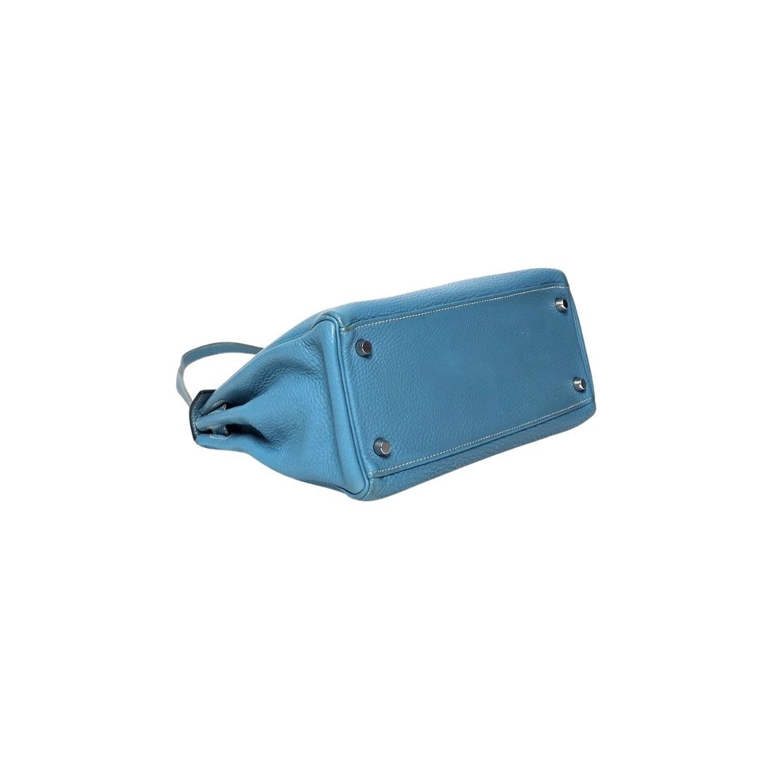 Hermes Kelly 28 Blue Jeans Togo Leather Bag Stamp Square K (2007)