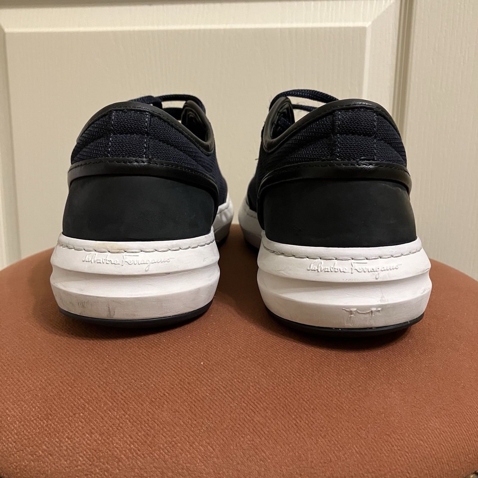 SALVATORE FERRAGAMO Sneakers BLUE Suede / Canvas – Sz 7 D Made in ITALY