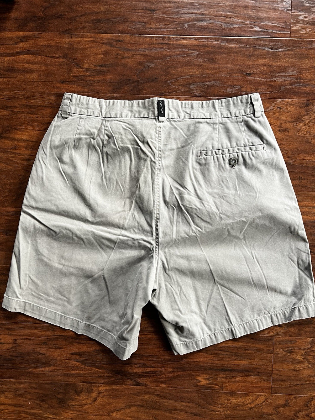 DKNY Chino Mens Shorts Gray Size 36 100% Cotton WPL386 Flat Front Golf Shorts