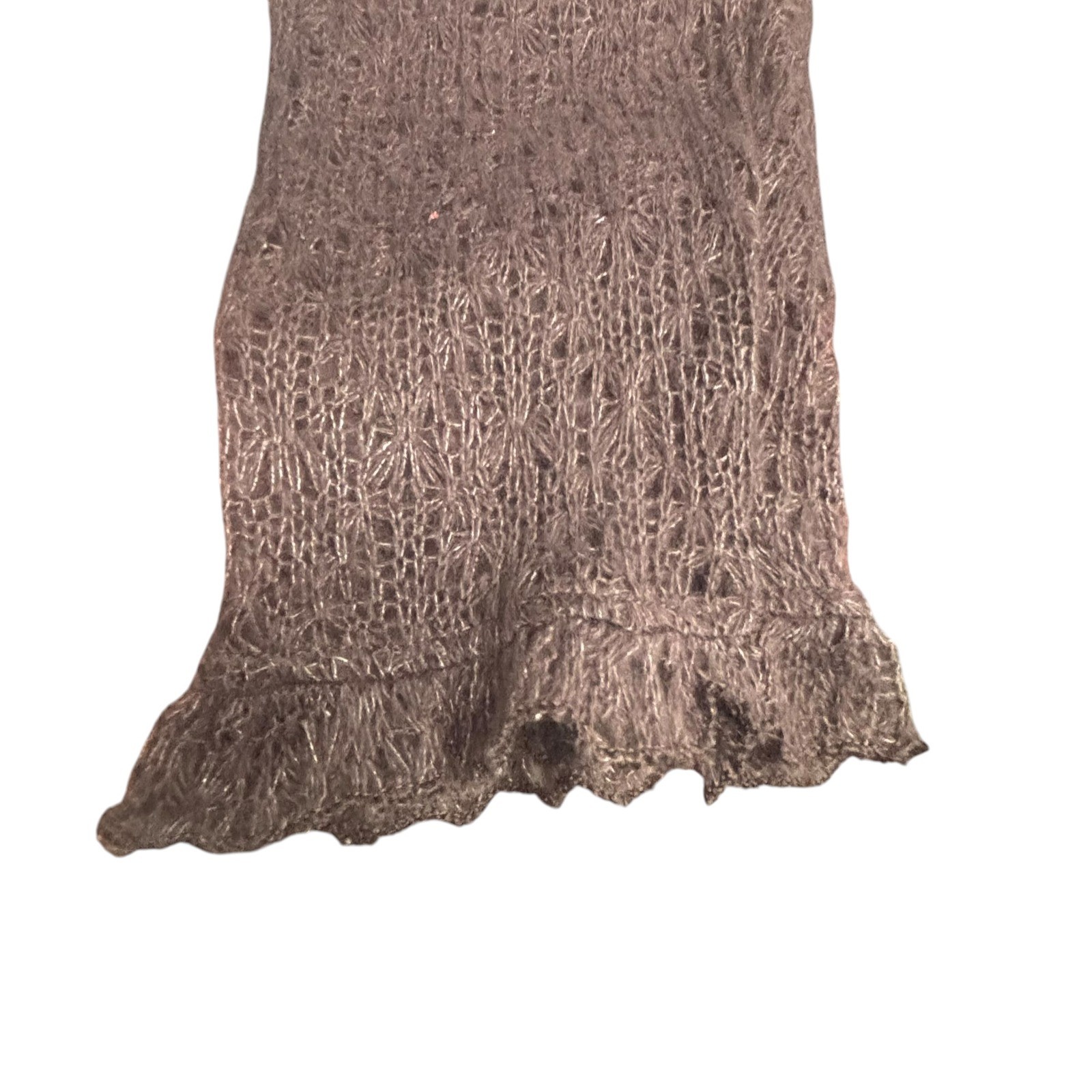 Pretty Angel Mauve Layered Ruffle Rosette Knit Tunic Dress XL Boho Lagenlook