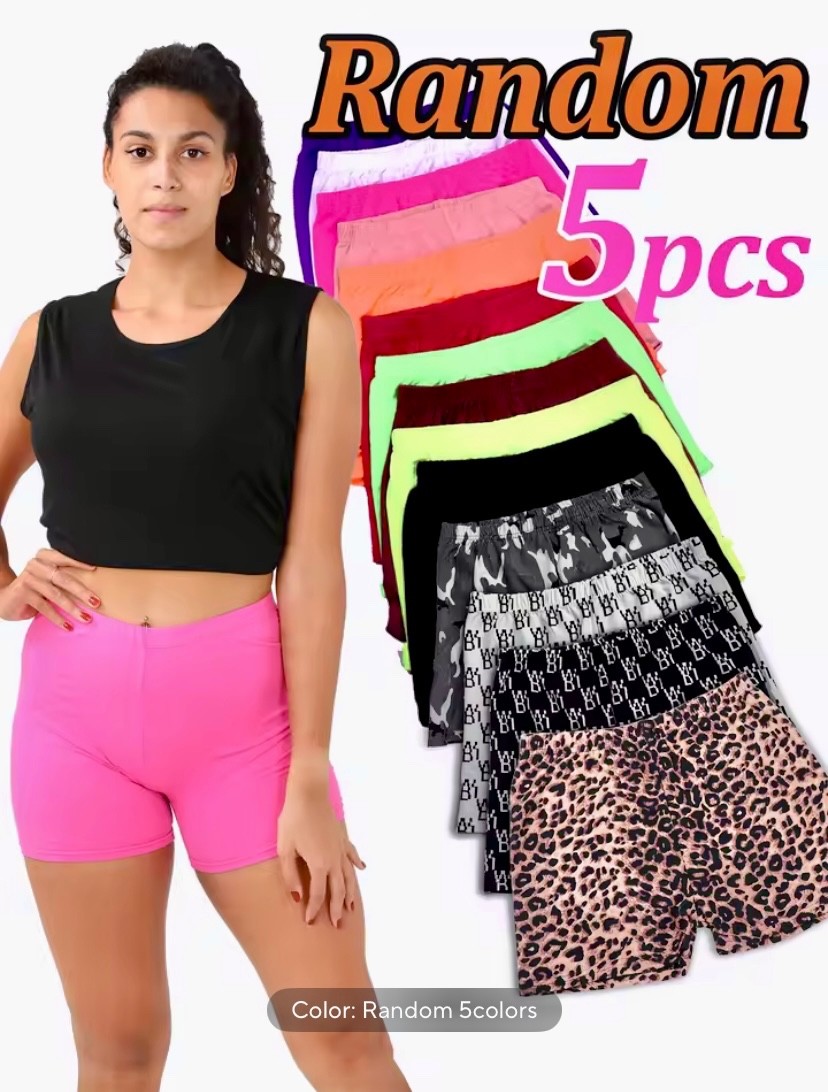 Random 5colors Women Summer Biker Shorts, Lady Stretchy Short Leggings Mix Color