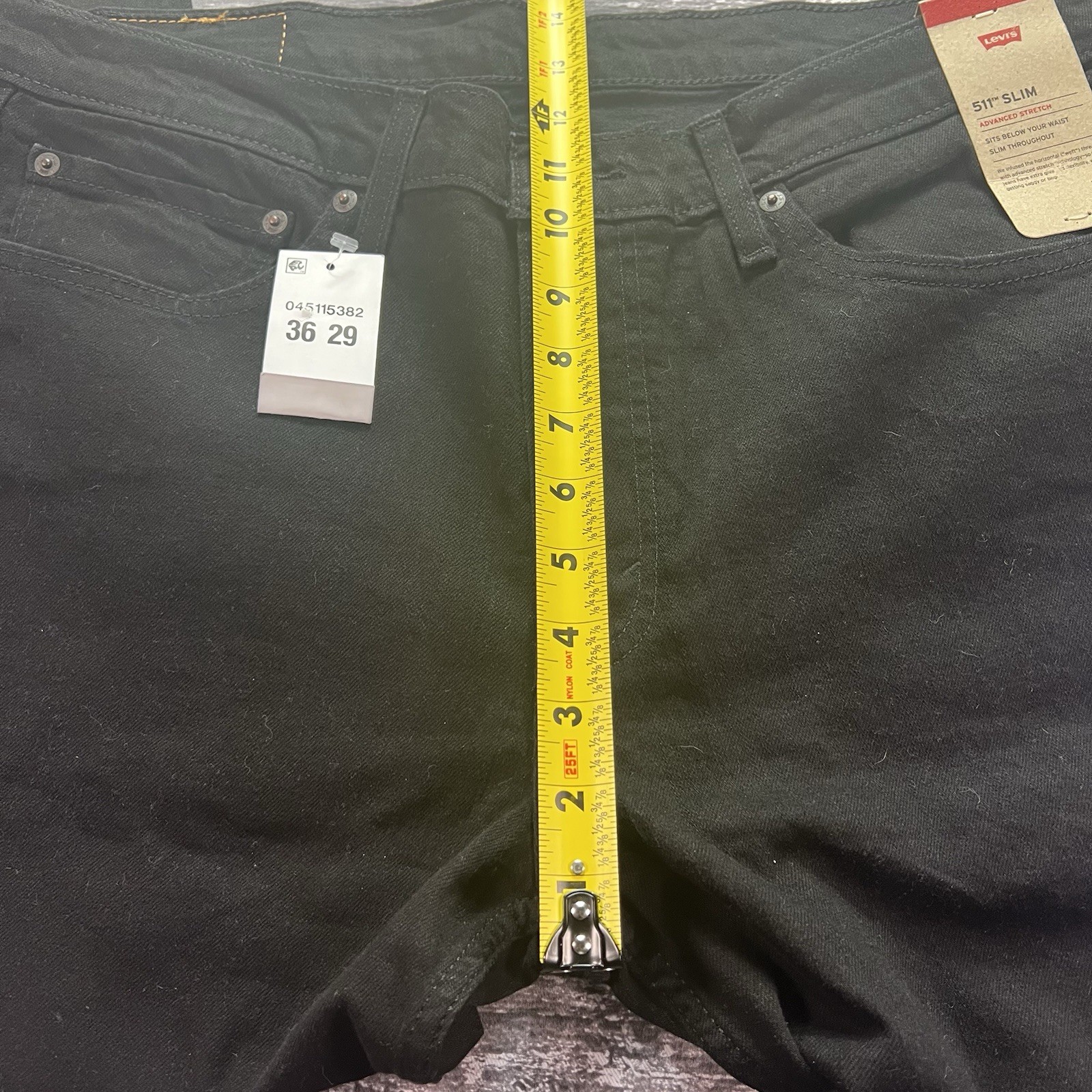 Levi’s 511 Mens Slim Fit Advanced Stretch Below Waist Jeans Black Size 36X29 NWT