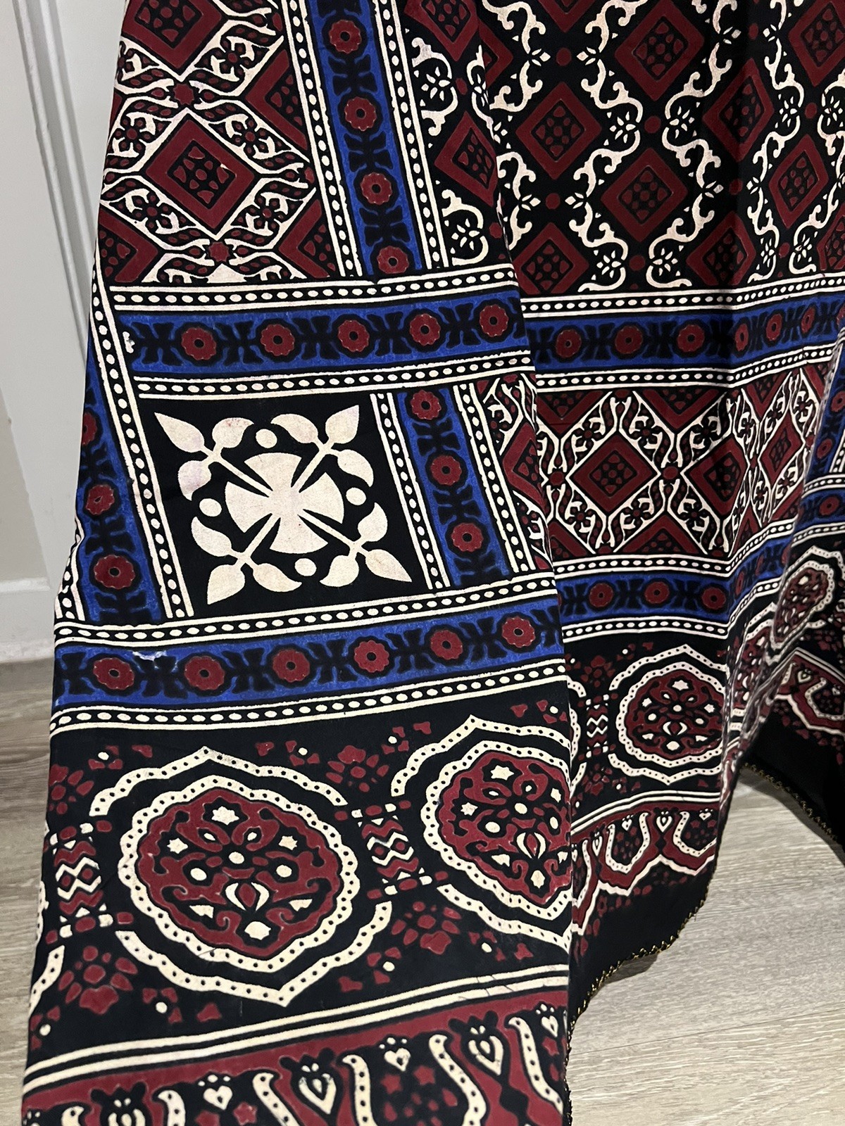 Authentic Sindhi Ajrak| Hand Block Printed Cotton | Pakistani Traditional Scarf