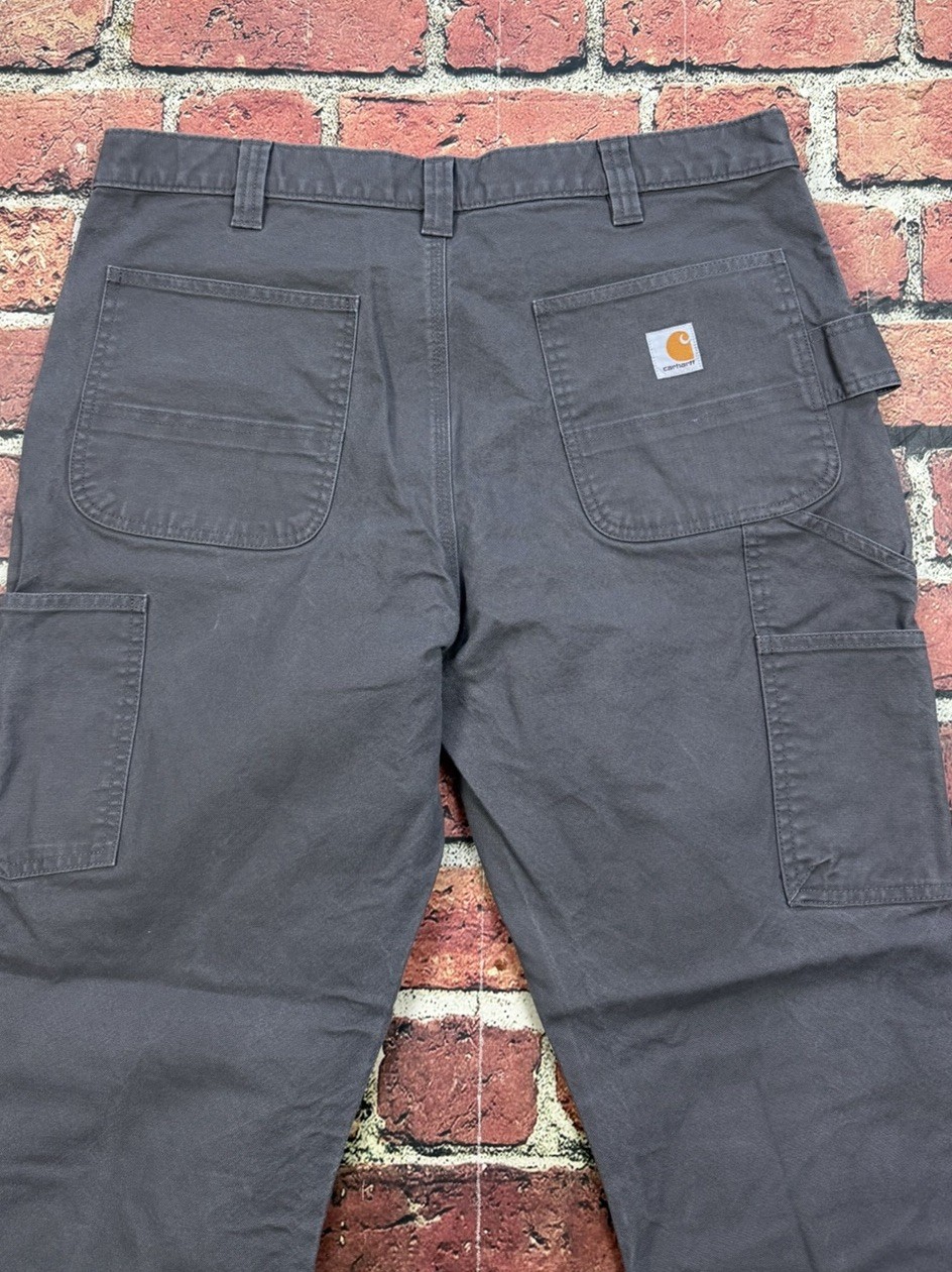 Carhartt Gray Double Knee Canvas Duck Pants 103340 GVL Mens 38×32 Straight Fit