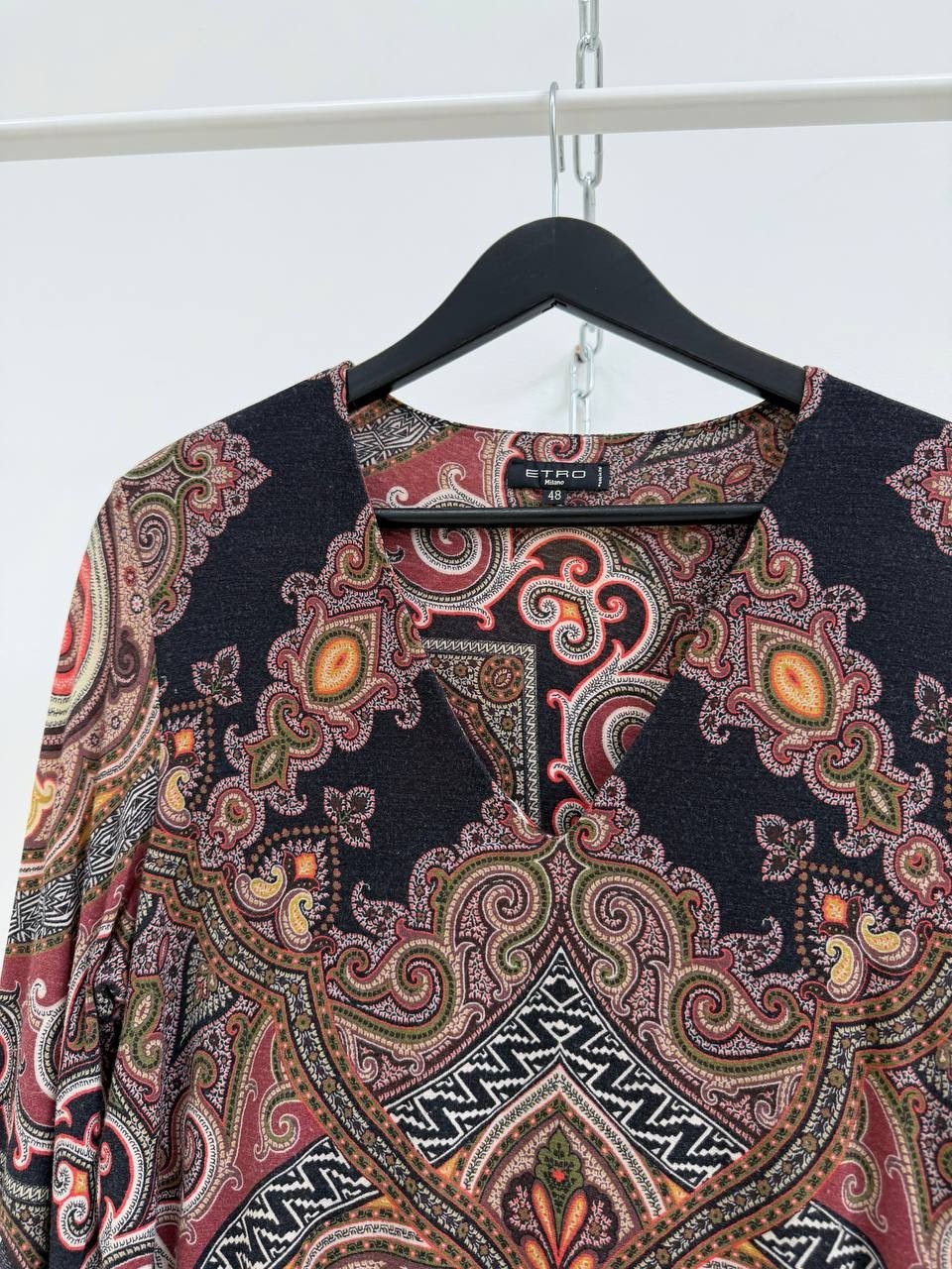 ETRO Milano Paisley Wool Blend Long Sleeve Top