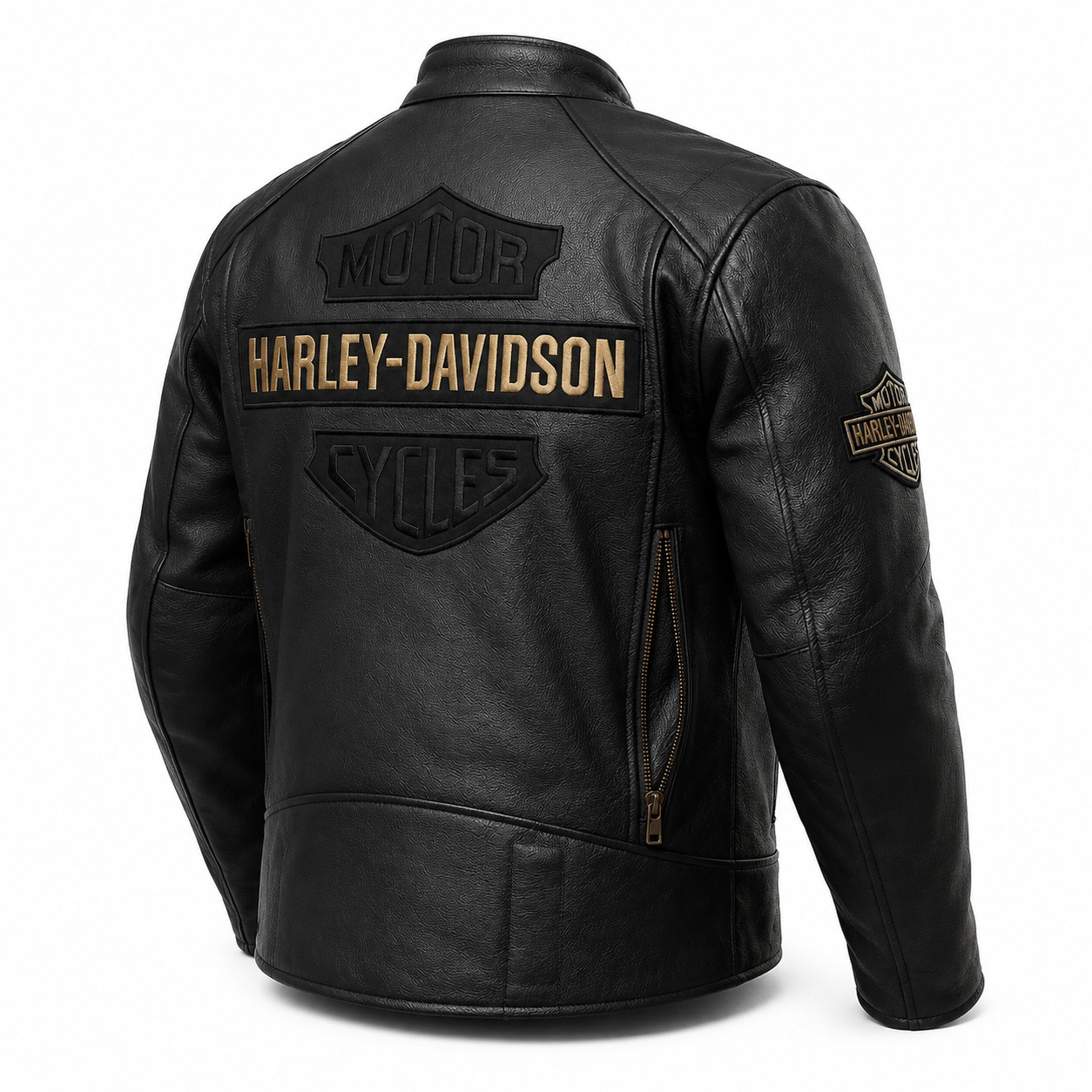 Harley Men’s Black Biker Jacket Cowhide Leather Motorcycle Jacket