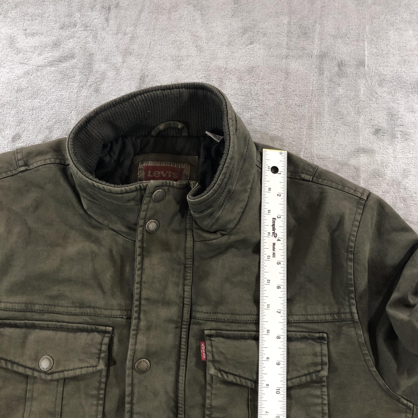 Levis Jacket Mens Medium Green Canvas Quilted Lined Field Military LM0CC046