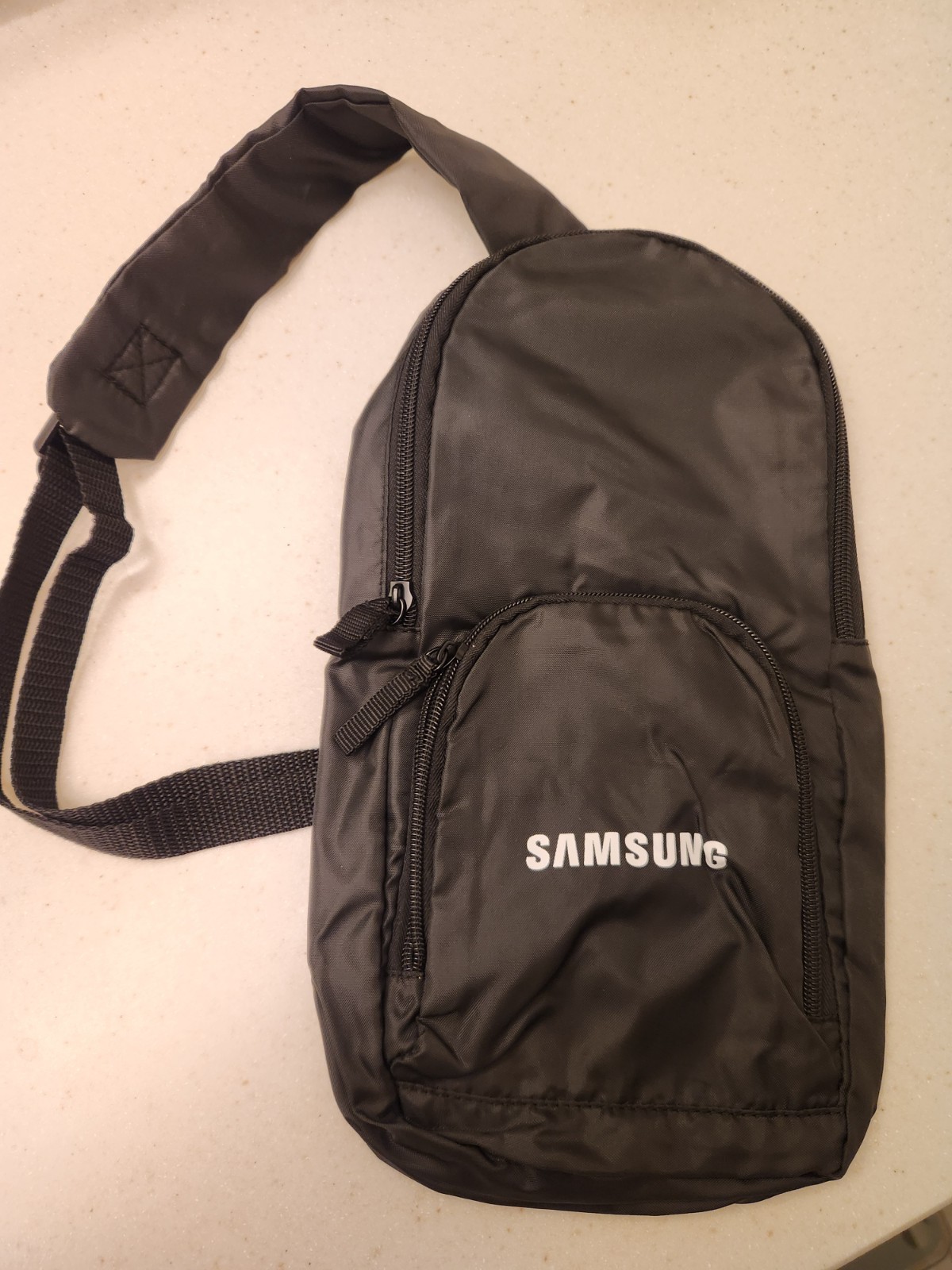 Gemline Crossbody Sling Bag Black Travel Backpack Hiking w Samsung Logo NEW!!