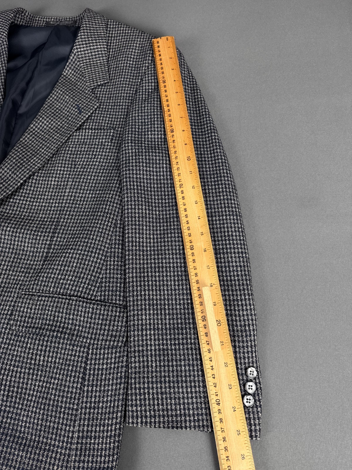 Versini 42R Silk Wool Blazer Grey Houndstooth Tailored Jacket 55% Silk 45% Wool