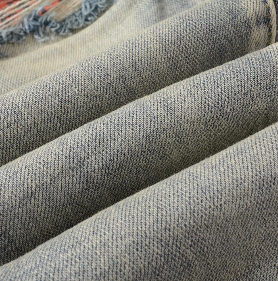 Men’s Retro Blue Denim Jeans Stretch Ripped Casual Punk Hip Hop Ripped Pants New