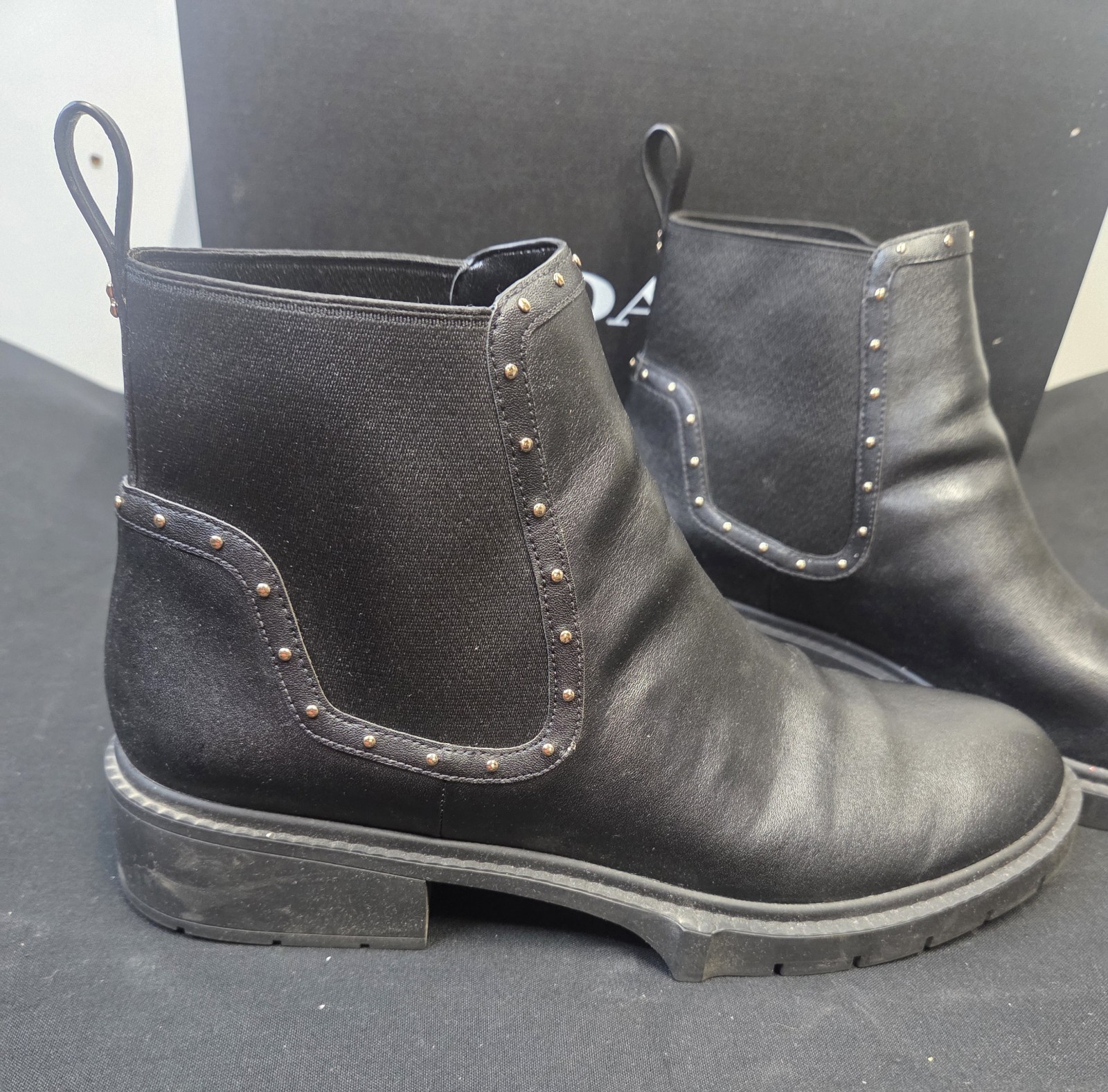Womans Coach Lory Leather studded Booties Size 11 Black with box