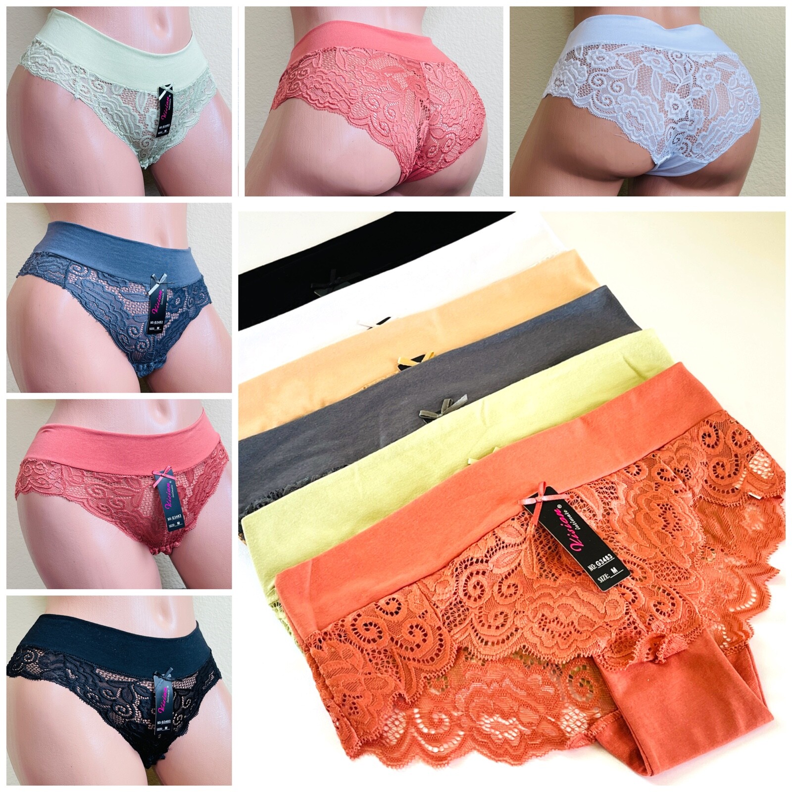Lace Bikini Cheeky Lowrise Hi-Cut Women’s Panties Undies 6-48 PACK WHOLESALE LOT