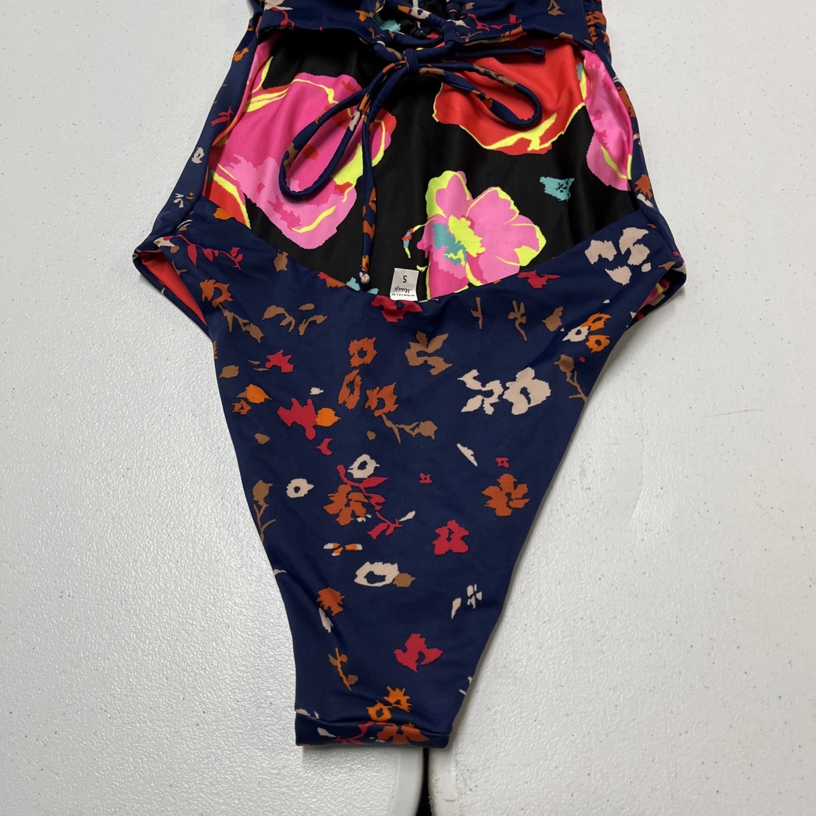 Maaji Swimsuit Floral Reversible One Piece Size S Strappy Back Beach Vacation