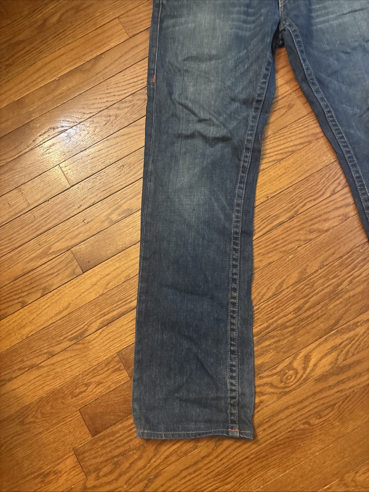 True Religion Straight Leg Blue Denim Jeans Stitching Logo Men’s Made USA Vtg