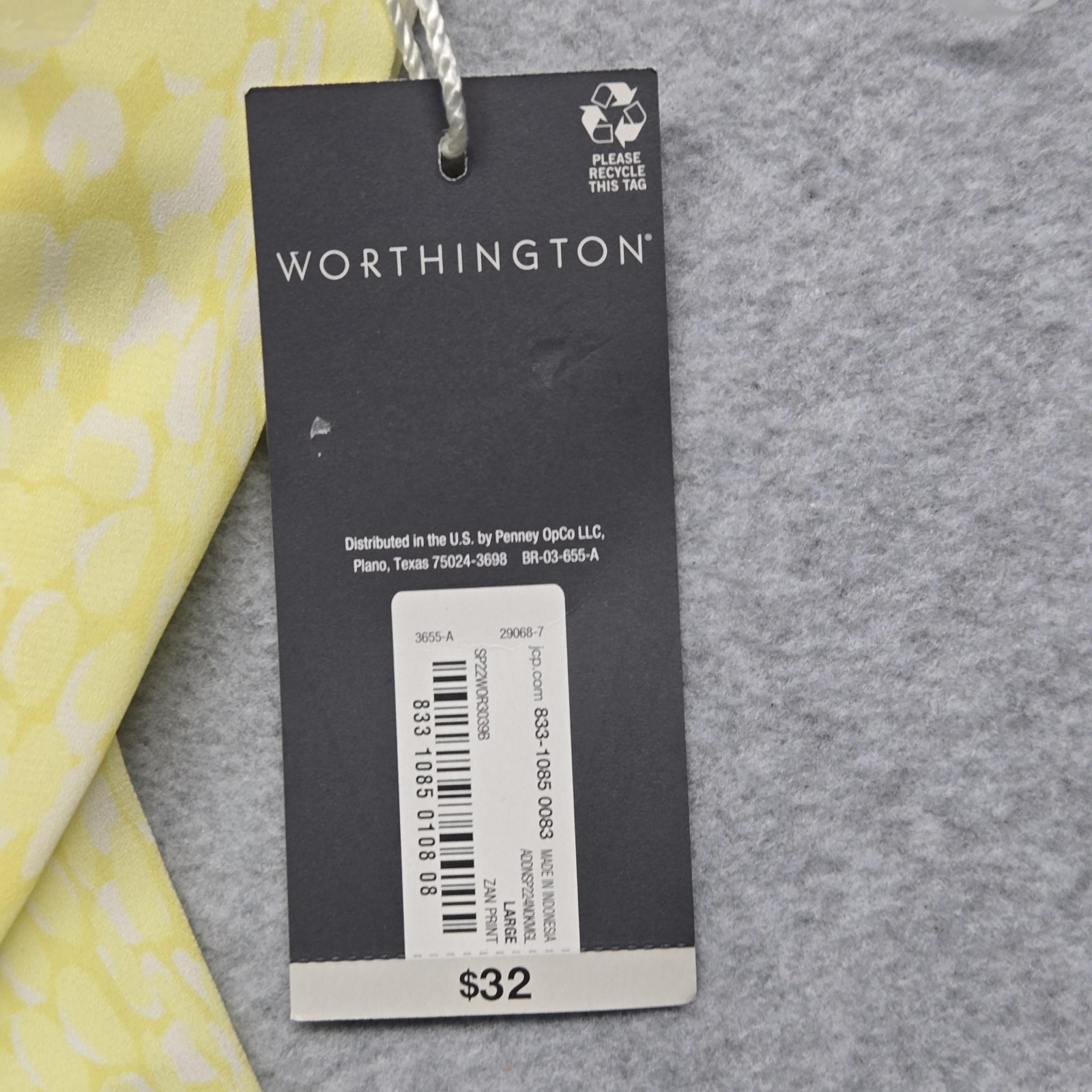 Worthington Tank Top Womens Large Yellow Sleeveless Blouse Zan Print New NWT