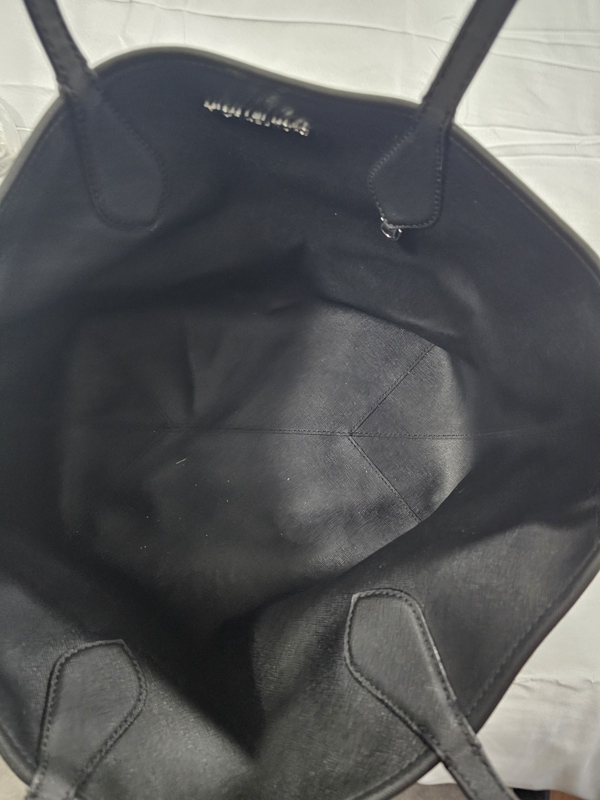 Michael Kors Saige Reversible Tote With Gray Leather Exterior And Black Interior