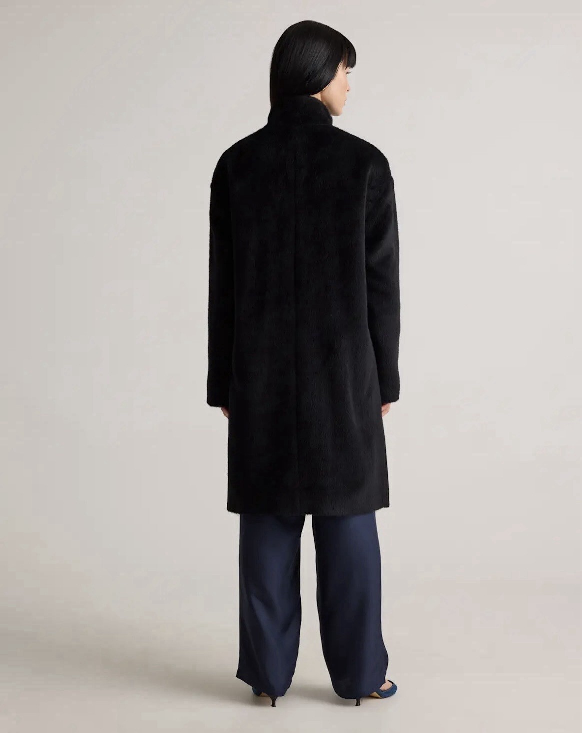 NWT Quince 100% Alpaca Wool Stand Collar Coat Black S