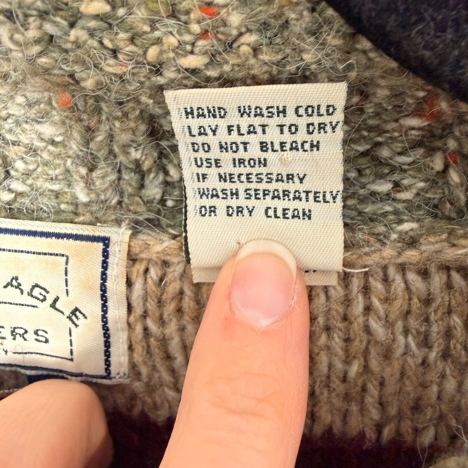 American Eagle Patchwork Handknit Sweater SML Chunky Wool Blend Cabin Pullover