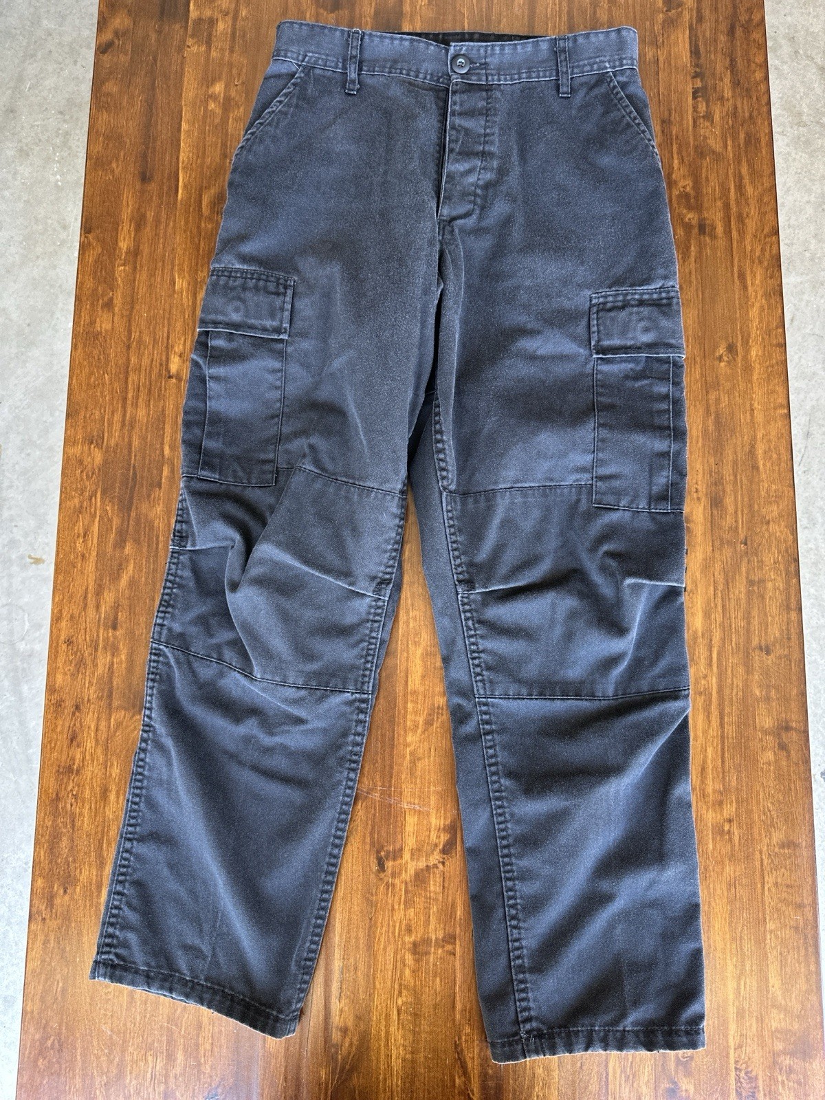 Military Cargo Pants Mens Small Black Button Fly Baggy Preowned