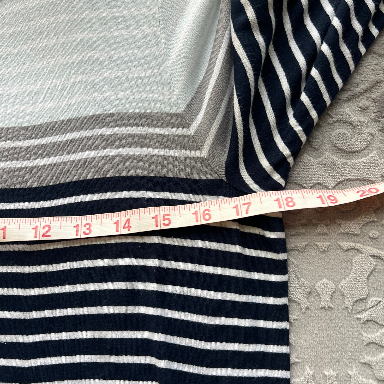 Old Navy Gray Black Stripe Boatneck Tee Medium